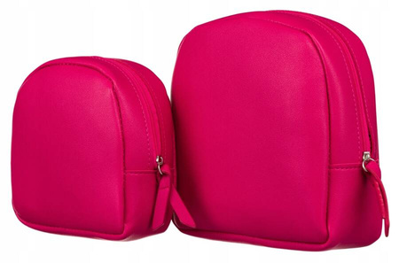Damska kosmetyczka różowa w zestawie. Fuksja na suwak.