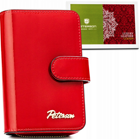 Czerwony portfel damski pionowy. Skóra naturalna z ochroną RFID