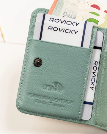 Skórzany mały portfel damski złoty RFID Lorenti