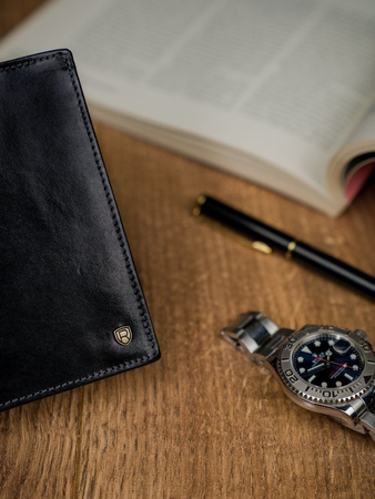 Portfel RFID ze skóry naturalnej pionowy składany Rovicky