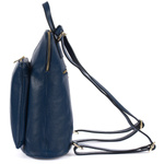 Granatowy skórzany plecak damski torba 2w1. Format A4.