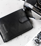 Duży, poziomy portfel za skóry naturalnej z zatrzaskiem, ochrona RFID — Cavaldi