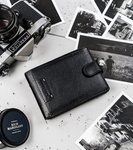 Duży, skórzany portfel męski poziomy z zapięciem, ochrona RFID — Cavaldi