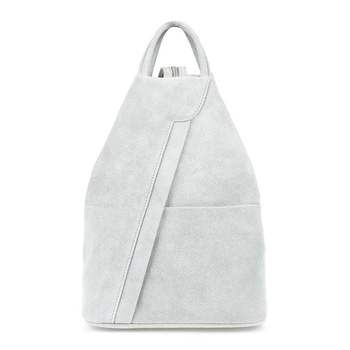 Jasny szary plecak damski skórzany zamszowy Vera