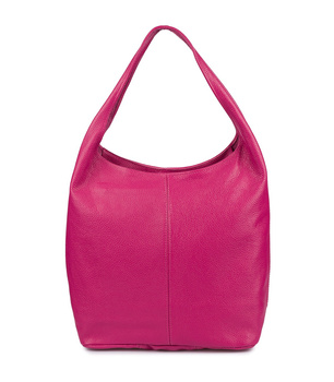 Duża FUKSJOWA Torebka Skórzana Worek