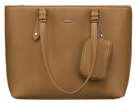 Shopperka damska ze skóry ekologicznej z dodatkową portmonetką beż brąz