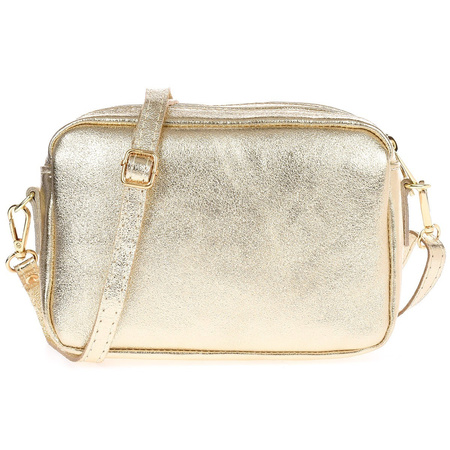 Mała torebka damska na ramię - skóra złota