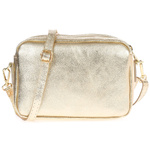 Mała torebka damska na ramię - skóra złota