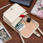 Mała Damska Torebka Skórzana Listonoszka Kremowa Ecru