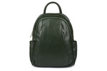 Duży plecak damski skórzany A4 Ciemno Zielony. Kieszenie na suwak.