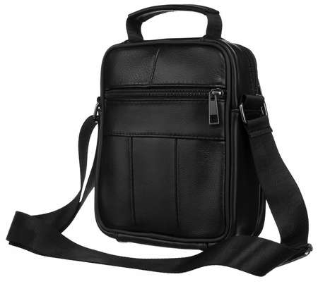 Mała Listonoszka Męska - Skórzana torba na ramię, pionowa