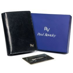 Rozbudowany, pionowy portfel męski bez zapięcia ze skóry naturalnej — Rovicky