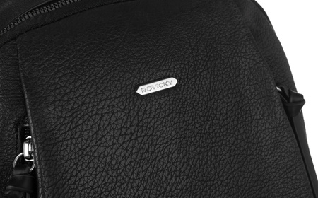 Plecak damski miejski Czarny, z kieszonkami. Z eko skóry