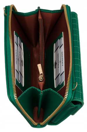 Zielona Mini torebka na telefon z funkcją portfela