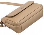 Mała torebka damska listonoszka skórzana Beżowa. Suwak.