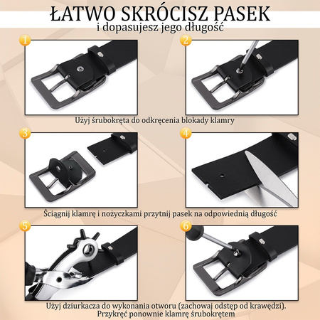 Skórzany pasek damski CZERWONY. Srebrna klamra. 100 cm.