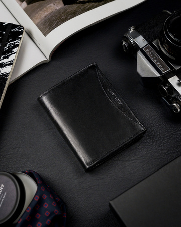 Portfel męski z naturalnej skóry licowej z przegródką na zdjęcie — Rovicky