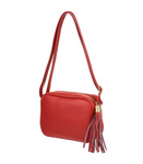 Czerwona włoska skórzana listonoszka z frędzlem