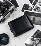 Duży, skórzany portfel męski poziomy z zapięciem, ochrona RFID — Cavaldi