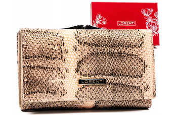 Skórzany portfel damski na bigiel i zatrzask — Lorenti