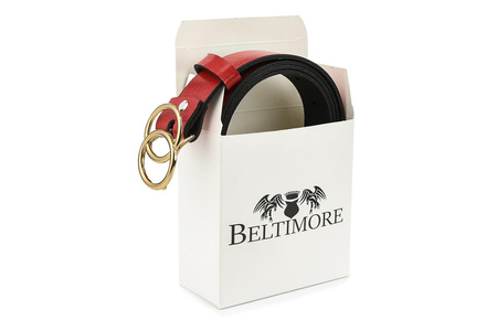 Skórzany pasek damski Beltimore CZERWONY 100 cm