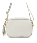 Mała szara włoska skórzana listonoszka z frędzlem