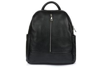 Czarny miejski włoski plecak skórzany A4
