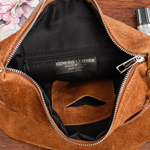 Camelowa torebka damska listonoszka na ramię zamszowa