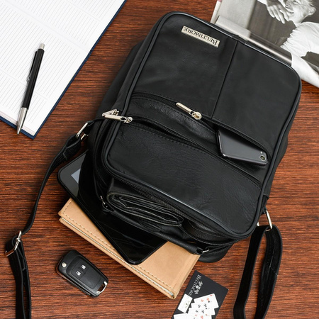 Męska torba skórzana raportówka poręczna czarna Beltimore G68