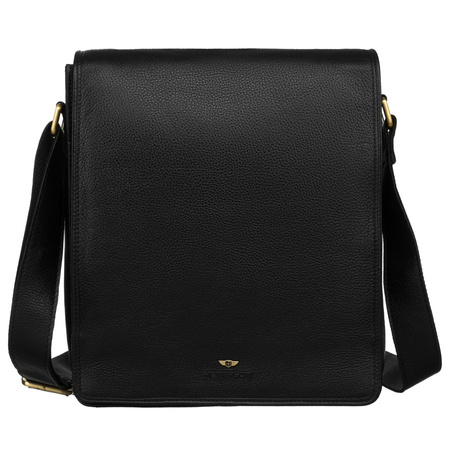 Listonoszka męska skórzana torba A4 - czarna