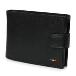 Klasyczny portfel męski skórzany z ochroną RFID. Poziom z zapięciem