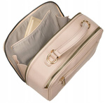 Mała torebka kuferek - beżowa listonoszka z rączką