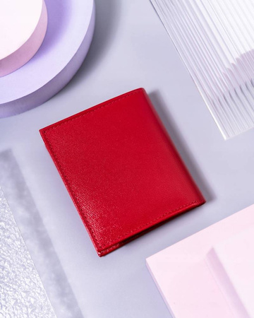 Skórzany mały portfel damski bez zapięcia CZERWONY — Peterson