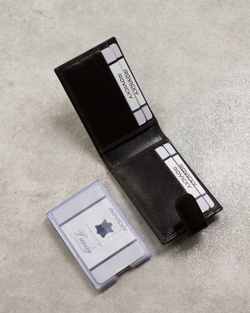 Biznesowe skórzane etui na karty brązowe męskie - Rovicky RFID