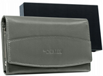 Lekki SZARY portfel damski ze skóry koziej RFID