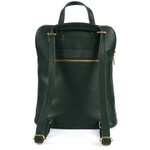 Ciemnozielony skórzany plecak damski torba 2w1. Format A4.