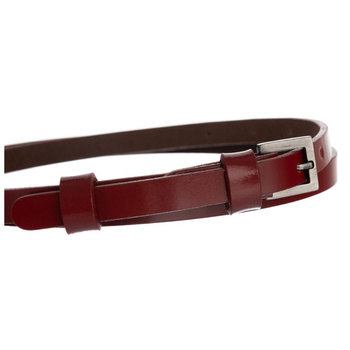 Cienki pasek damski do sukienki, czerwony. Skóra naturalna