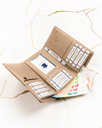 Skórzany portfel damski na bigiel i zatrzask — Lorenti