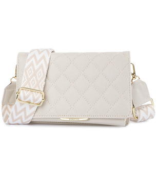 Biała torebka na telefon - mini listonoszka z ekoskóry