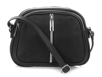 Czarna 3-komorowa listonoszka ze skóry Vera Pelle