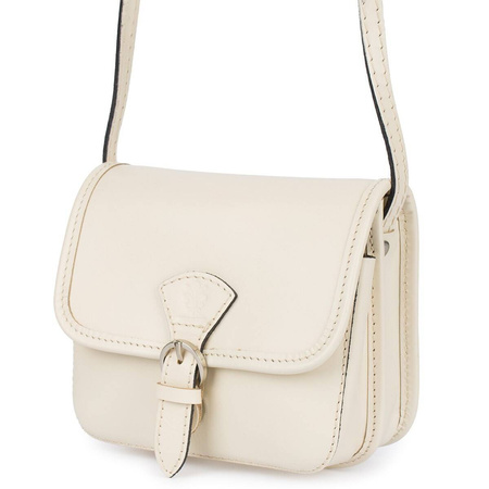Mała Damska Torebka Skórzana Listonoszka Kremowa Ecru