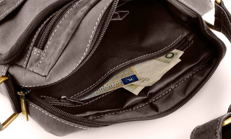 Duża męska torba skórzana na ramię. Do pracy i na uczelnię. Brązowa 