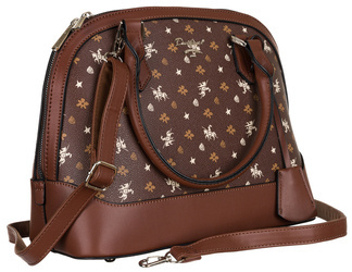 Zgrabny kuferek damski ze skóry ekologicznej we wzorki — David Jones