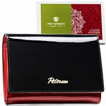 Czarny portfel skórzany z portmonetką i okienkiem. RFID