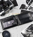 Duży, skórzany portfel męski poziomy bez zapięcia, ochrona RFID - Cavaldi