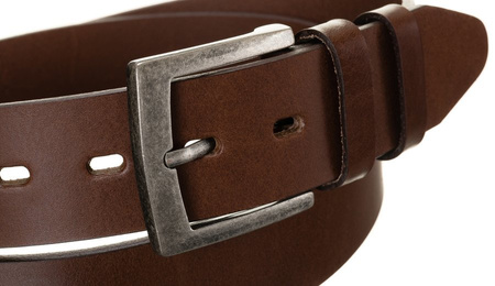 Gładki pasek męski ze skóry naturalnej z matową klamrą — Rovicky