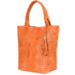 Pomarańczowa torebka skórzana duża croco - worek