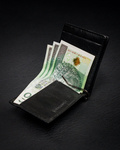 Banknotówka skórzana cienki czarny portfel męski