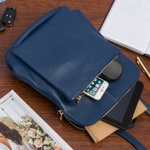 Granatowy skórzany plecak damski torba 2w1. Format A4.