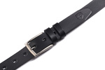 Pasek męski skórzany do garnituru lub jeansów. Czarny